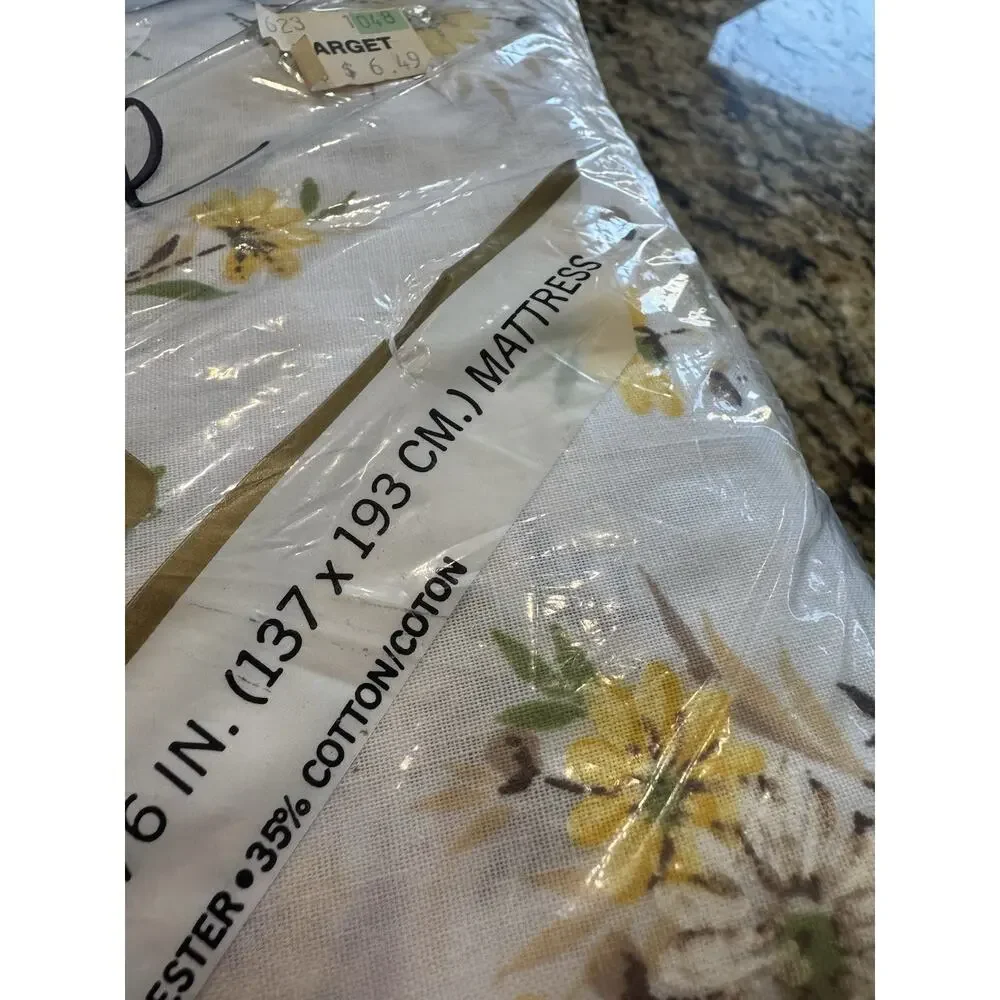 VTG Double Flat & fitted Sheet Pequot No-Iron Percale NIP Dainty Daisies USA NEW